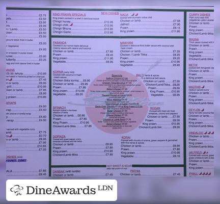 Menu - Bengal Village