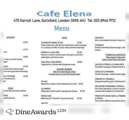 Menu - Cafe Elena