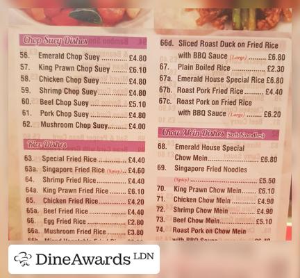 Menu - Emerald Food Centre