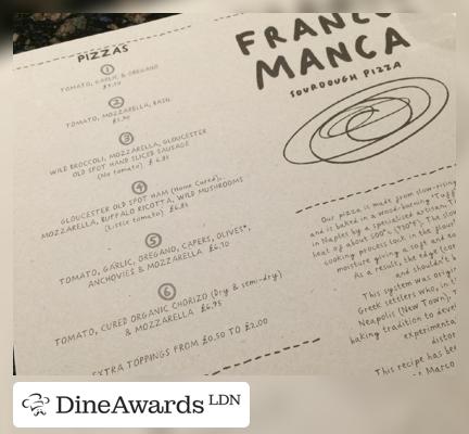 Menu - Franco Manca Balham