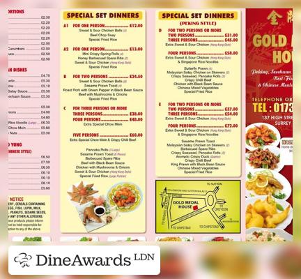 Menu - Gold Medal House