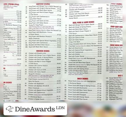 Menu - Gold Medal House