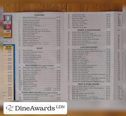 Menu - Great Wall Chinese Takeaway