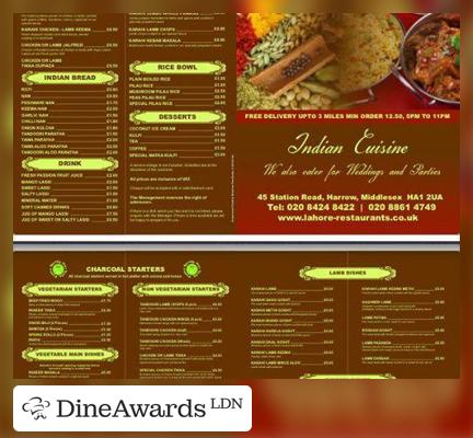 Menu - Lahore Restaurant