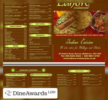 Menu - Lahore Restaurant