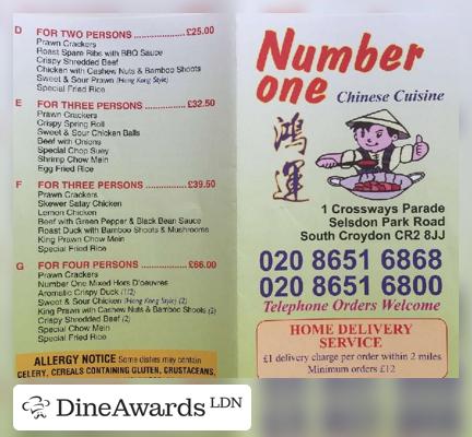 Advertisement - Number One Chinese Cuisine