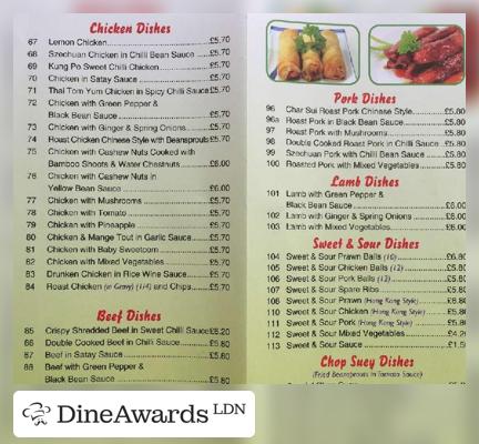 Menu - Number One Chinese Cuisine