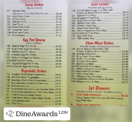 Menu - Number One Chinese Cuisine