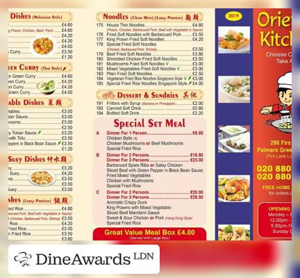 Menu - Oriental Kitchen