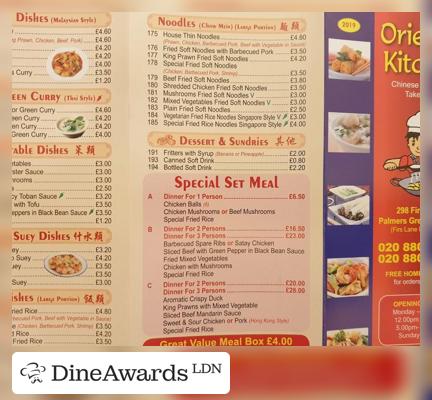 Menu - Oriental Kitchen