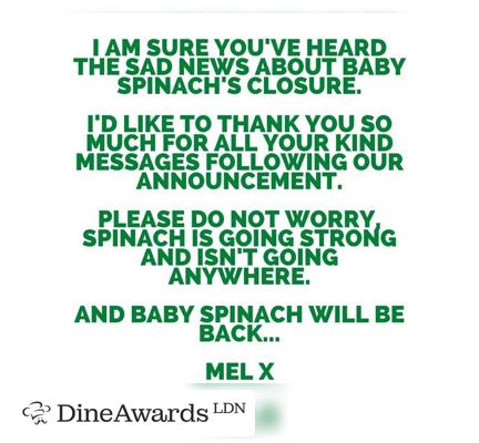 Advertisement - Spinach Restaurant