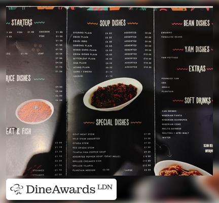 Menu - Tasty African Food