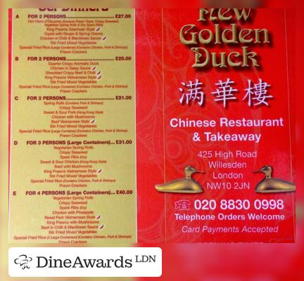 Menu - The New Golden Duck