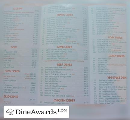 Menu - The New Golden Duck