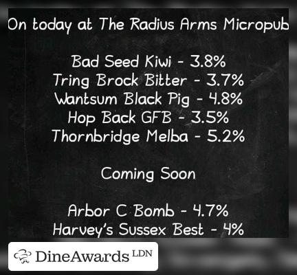 Blackboard - The Radius Arms Micropub