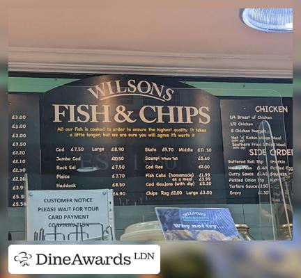 Menu - Wilsons Fish & Chips