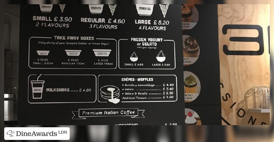 Menu - Gelateria 3Bis